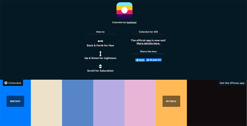 Paleta de colores html Colordot